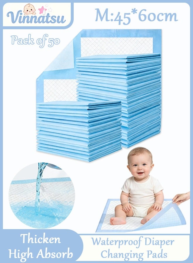 Vinnatsu S/M/L/XL Four Sizes Baby Changing Pads,50-Count Pack Disposable Diaper Changing Pads, 5-Layer Protection Hospital Pad, Incontinence Underpads, Ventilation Waterproof Leak Proof Rapid Drying Thicken And High Absorption Seamless Changing Pad For Kids Adults Elderly - Image 1